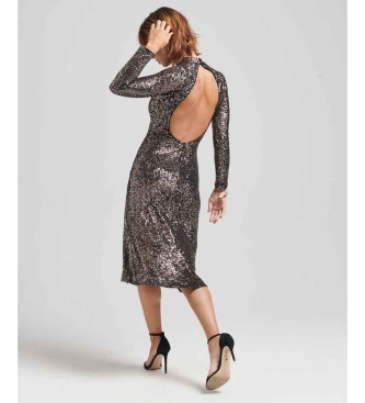 Superdry Midi dress with open back and silver sequins