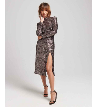 Superdry Midi dress with open back and silver sequins