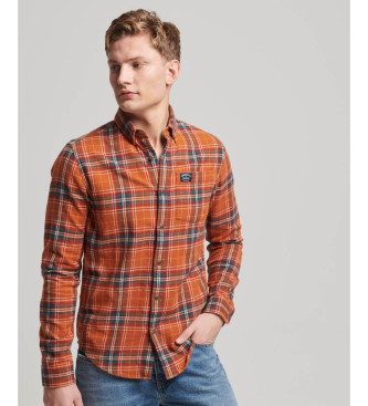 Superdry Camisa de leador de algodn orgnico a cuadros naranja