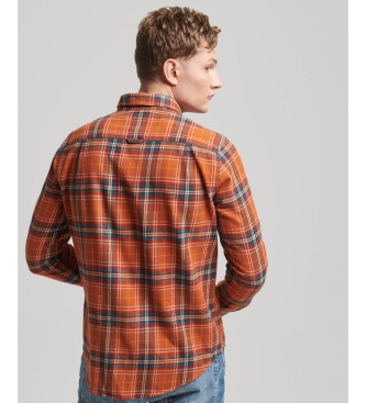 Superdry Organic cotton lumberjack shirt with orange checkered pattern