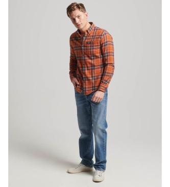 Superdry Organic cotton lumberjack shirt with orange checkered pattern