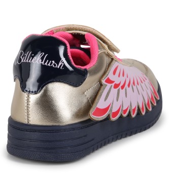 Billieblush Złote skórzane buty sportowe typu low top