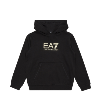 EA7 Logo Series hooded sweatshirt in black cotton