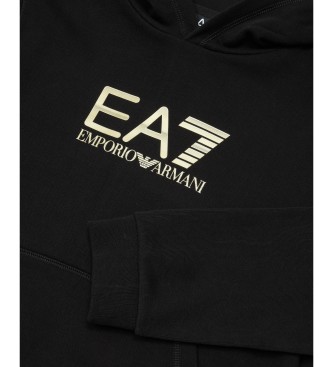 EA7 Felpa con cappuccio serie logo in cotone nero