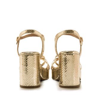 Mustang Britt gold dress sandals -Height 7cm heel