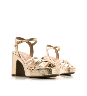 Mustang Britt gold dress sandals -Height 7cm heel