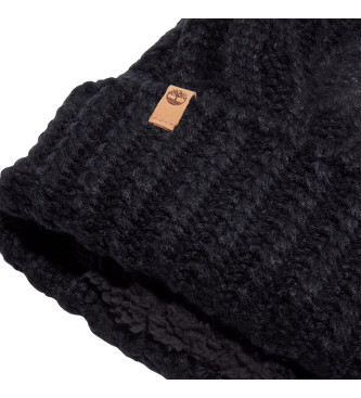 Timberland Geflochtene Strickmtze mit schwarzem Bommel