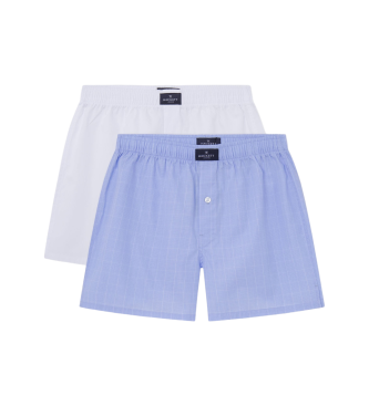 Hackett London Set van 2 Glen wit, blauwe boxers