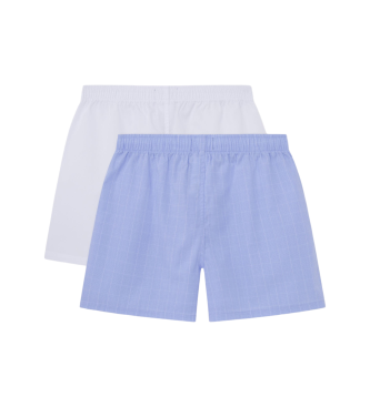 Hackett London Set van 2 Glen wit, blauwe boxers