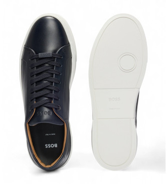 BOSS Gary navy leather trainers