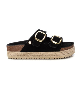 Xti Sandales en cuir 143635 noir