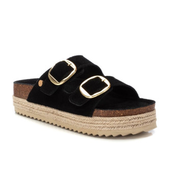 Xti Sandales en cuir 143635 noir