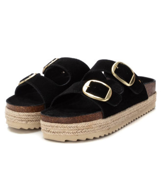 Xti Sandales en cuir 143635 noir