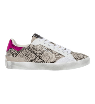 Pepe Jeans Sapatilhas de couro bege Lane Snake