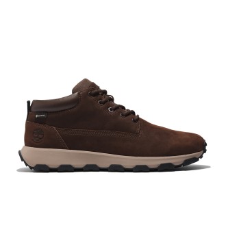 Timberland Winsor Park sapatos de couro impermevel castanho-escuro de cano mdio com atacadores  