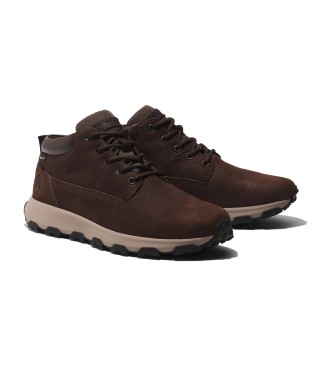 Timberland Winsor Park sapatos de couro impermevel castanho-escuro de cano mdio com atacadores  