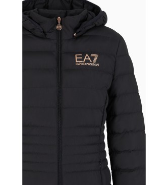 EA7 Steppjacke Core Lady aus recyceltem technischem Gewebe mit Kapuze schwarz