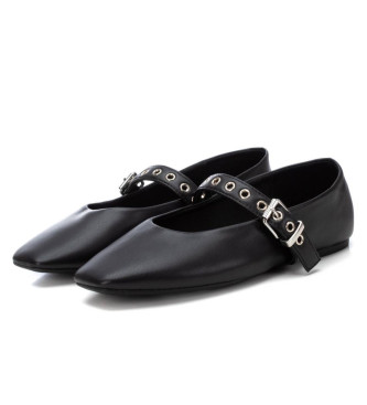 Xti Black buckle ballerinas