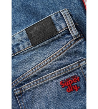 Superdry Jeans de talle medio y pernera ancha azul