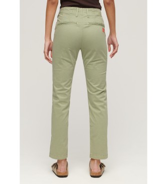 Superdry Pantaln Chino de tiro medio verde