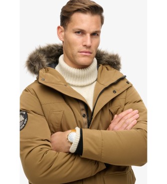 Superdry Parka z futra syntetycznego Everest brązowa