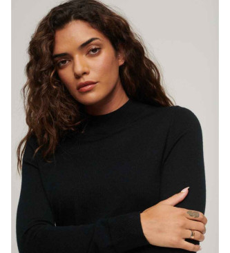 Superdry Long sleeve knitted dress in black wool