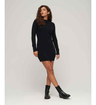 Superdry Long sleeve knitted dress in black wool