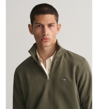 Gant Shield sweatshirt med halv lynls, grn