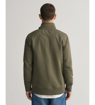 Gant Shield sweatshirt med halv lynls, grn