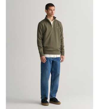 Gant Shield sweatshirt med halv lynls, grn