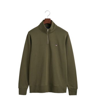 Gant Shield sweatshirt med halv dragkedja grn