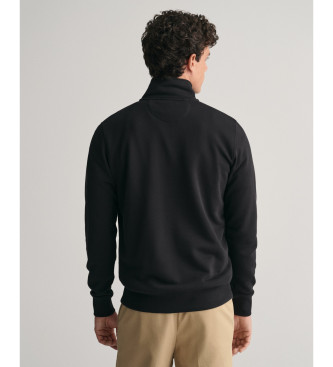 Gant Shield sweatshirt med halv lynls, sort