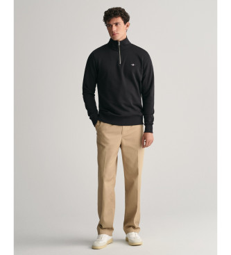 Gant Shield sweatshirt med halv lynls, sort