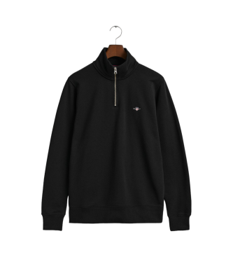 Gant Shield sweatshirt med halv lynls, sort