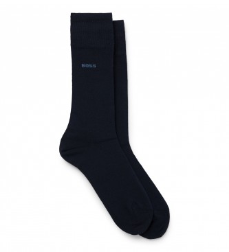 BOSS Lot de 2 paires de chaussettes en bambou bleu marine