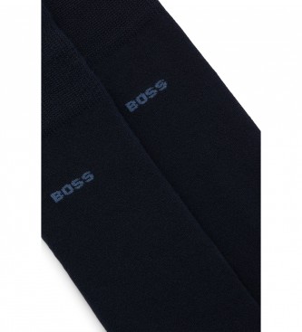 BOSS Lot de 2 paires de chaussettes en bambou bleu marine