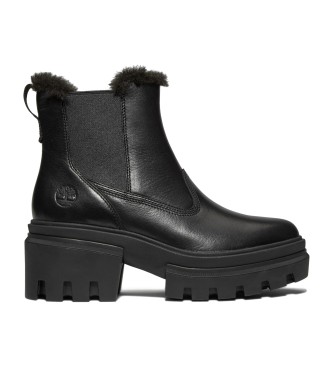 Timberland Botas Everleigh de cano mdio em pele com forro quente preto