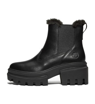 Timberland Botas Everleigh de cano mdio em pele com forro quente preto