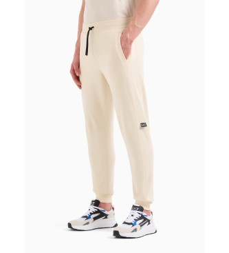 EA7 Logo Serie Tracksuit Broek in beige katoenmix