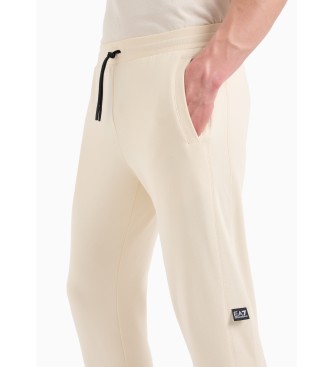 EA7 Pantalon de survtement Logo Series en coton mlang beige