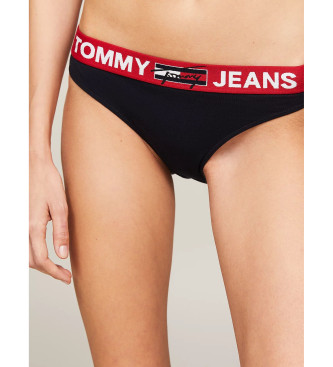 Tommy Hilfiger Granatowe slipy z kontrastowym paskiem w talii