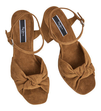 Pepe Jeans Sandlias Lenny Bow castanhas -Altura do salto 10cm