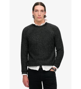 Superdry Gruby czarny sweter raglanowy 