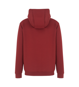 EA7 Premium Shield burgundy hoodie i viskosblandning, hoodie i viskosblandning med stretch