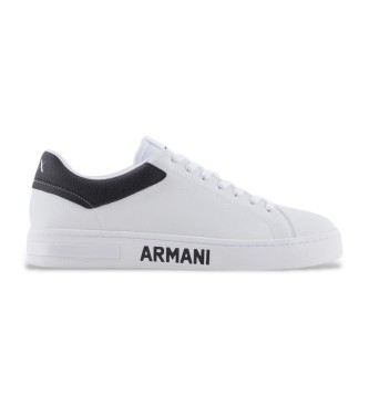 Armani Exchange Skórzane buty sportowe z logo na podeszwie w kolorze białym