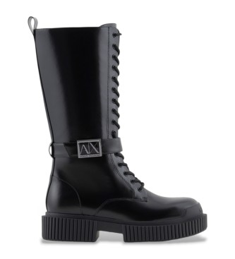 Armani Exchange Schwarze Schnallenstiefel