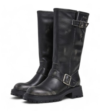 Pepe Jeans Botas de couro quentes Kane preto