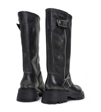 Pepe Jeans Botas de couro quentes Kane preto