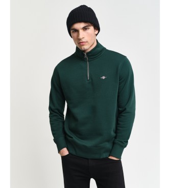 Gant Felpa con mezza zip Shield verde