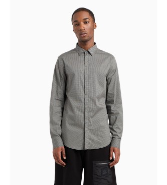 Armani Exchange Camisa Slim Fit Cotton Poplin Stretch Cotton Poplin Cinzento